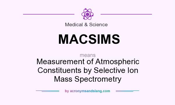 What does MACSIMS mean? It stands for Measurement of Atmospheric Constituents by Selective Ion Mass Spectrometry