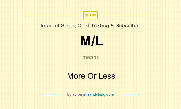 M L More Or Less In Internet Slang Chat Texting Subculture By 