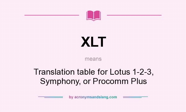 What does XLT mean? It stands for Translation table for Lotus 1-2-3, Symphony, or Procomm Plus