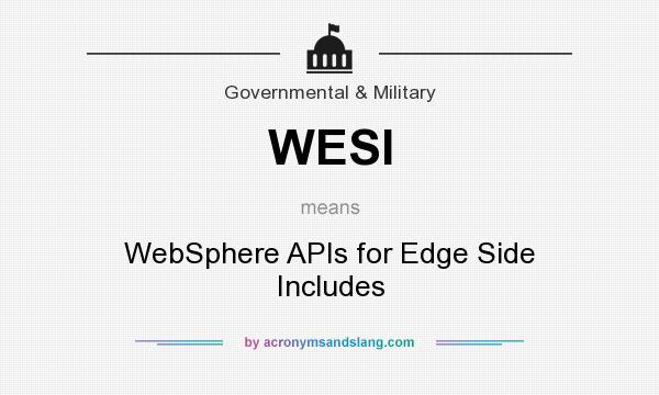 What does WESI mean? It stands for WebSphere APIs for Edge Side Includes