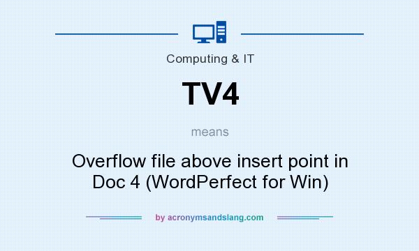 What does TV4 mean? It stands for Overflow file above insert point in Doc 4 (WordPerfect for Win)