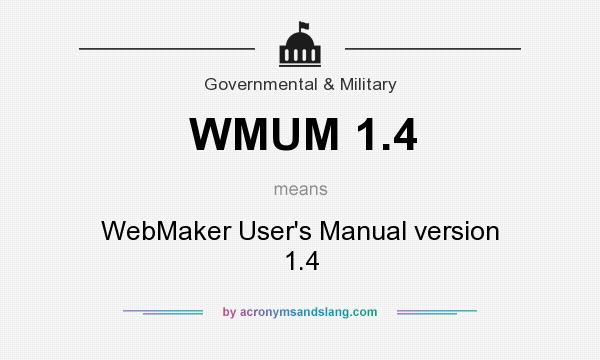 What does WMUM 1.4 mean? It stands for WebMaker User`s Manual version 1.4