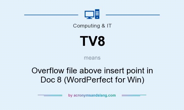 What does TV8 mean? It stands for Overflow file above insert point in Doc 8 (WordPerfect for Win)