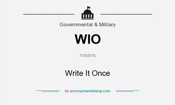 What does WIO mean? It stands for Write It Once