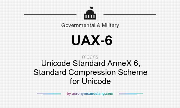 What does UAX-6 mean? It stands for Unicode Standard AnneX 6, Standard Compression Scheme for Unicode