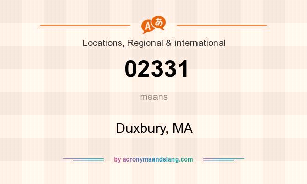 What does 02331 mean? It stands for Duxbury, MA
