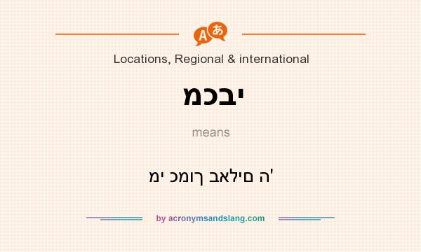 What does מכבי mean? It stands for מי כמוך באלים ה`