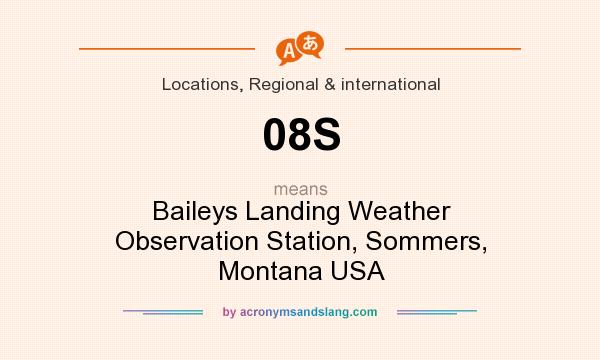 What does 08S mean? It stands for Baileys Landing Weather Observation Station, Sommers, Montana USA