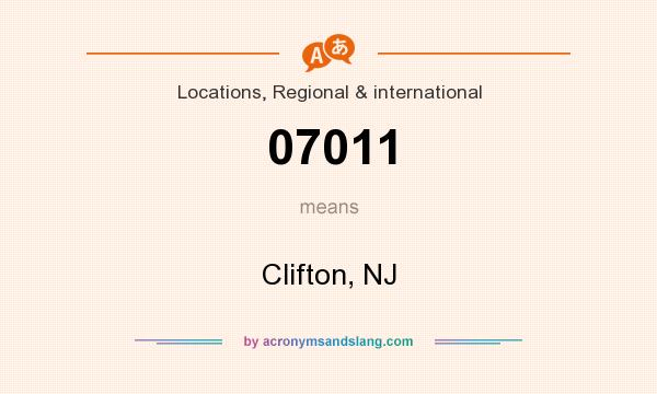 What does 07011 mean? It stands for Clifton, NJ