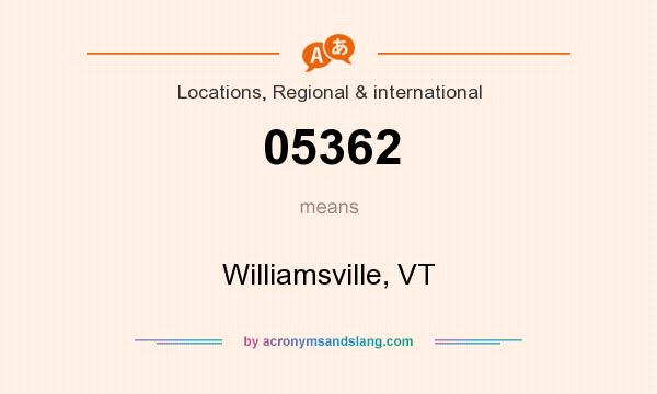What does 05362 mean? It stands for Williamsville, VT