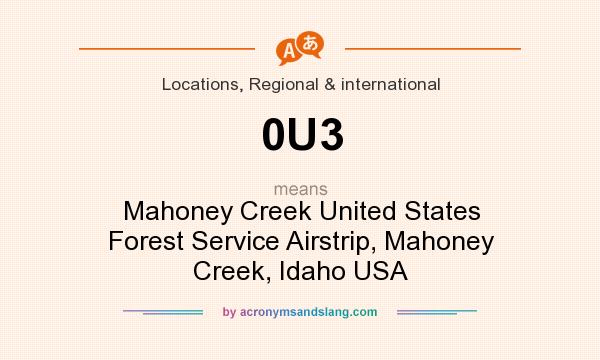 What does 0U3 mean? It stands for Mahoney Creek United States Forest Service Airstrip, Mahoney Creek, Idaho USA
