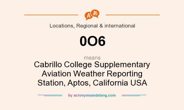 What does 0O6 mean? It stands for Cabrillo College Supplementary Aviation Weather Reporting Station, Aptos, California USA