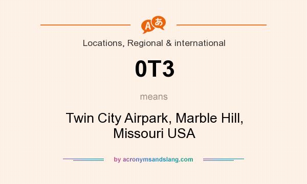 What does 0T3 mean? It stands for Twin City Airpark, Marble Hill, Missouri USA