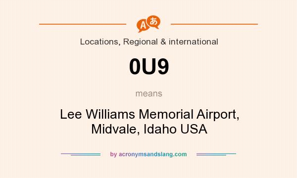 What does 0U9 mean? It stands for Lee Williams Memorial Airport, Midvale, Idaho USA