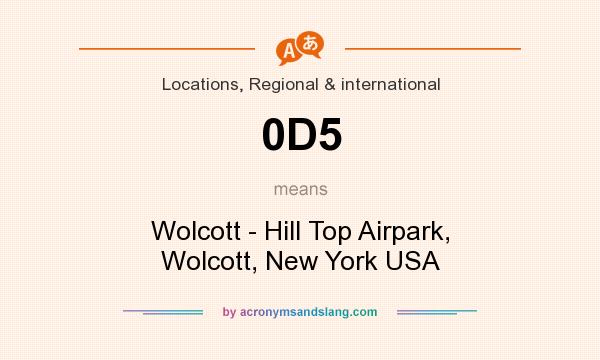 What does 0D5 mean? It stands for Wolcott - Hill Top Airpark, Wolcott, New York USA