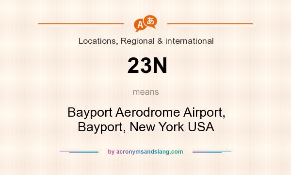 What does 23N mean? It stands for Bayport Aerodrome Airport, Bayport, New York USA