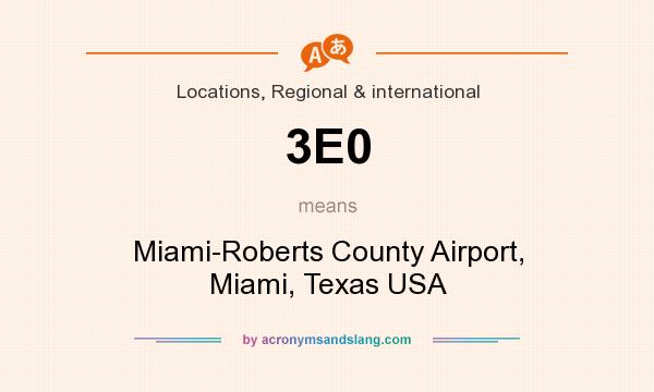 What does 3E0 mean? It stands for Miami-Roberts County Airport, Miami, Texas USA