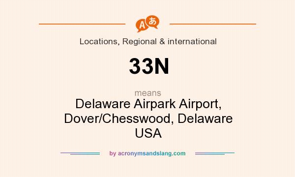 What does 33N mean? It stands for Delaware Airpark Airport, Dover/Chesswood, Delaware USA