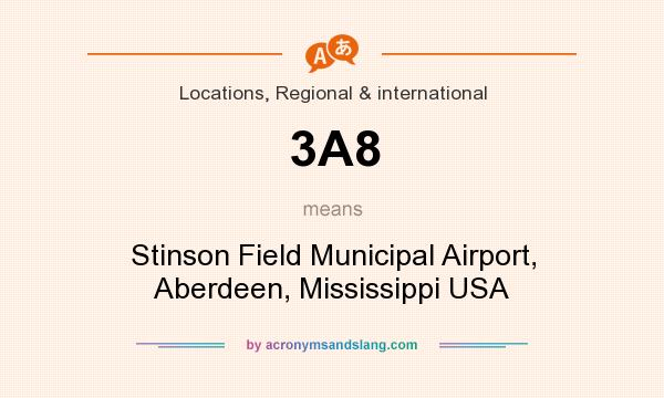 What does 3A8 mean? It stands for Stinson Field Municipal Airport, Aberdeen, Mississippi USA