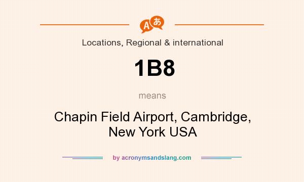 What does 1B8 mean? It stands for Chapin Field Airport, Cambridge, New York USA