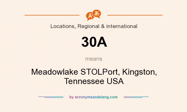 What does 30A mean? It stands for Meadowlake STOLPort, Kingston, Tennessee USA