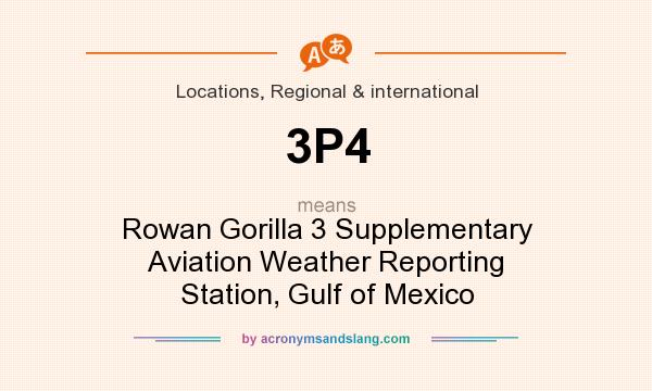What does 3P4 mean? It stands for Rowan Gorilla 3 Supplementary Aviation Weather Reporting Station, Gulf of Mexico