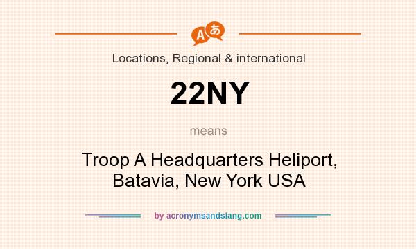 What does 22NY mean? It stands for Troop A Headquarters Heliport, Batavia, New York USA