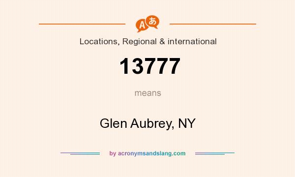 What does 13777 mean? It stands for Glen Aubrey, NY