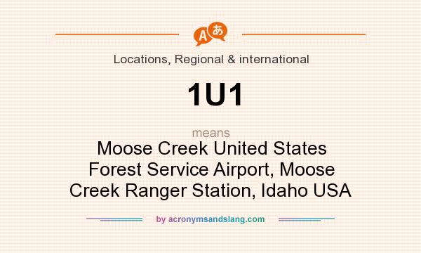 What does 1U1 mean? It stands for Moose Creek United States Forest Service Airport, Moose Creek Ranger Station, Idaho USA