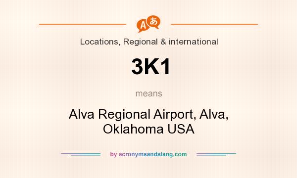 What does 3K1 mean? It stands for Alva Regional Airport, Alva, Oklahoma USA