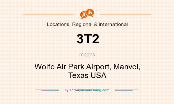 What does 3T2 mean? It stands for Wolfe Air Park Airport, Manvel, Texas USA