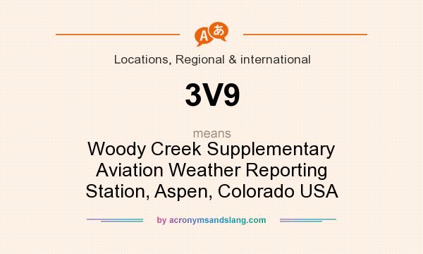 What does 3V9 mean? It stands for Woody Creek Supplementary Aviation Weather Reporting Station, Aspen, Colorado USA