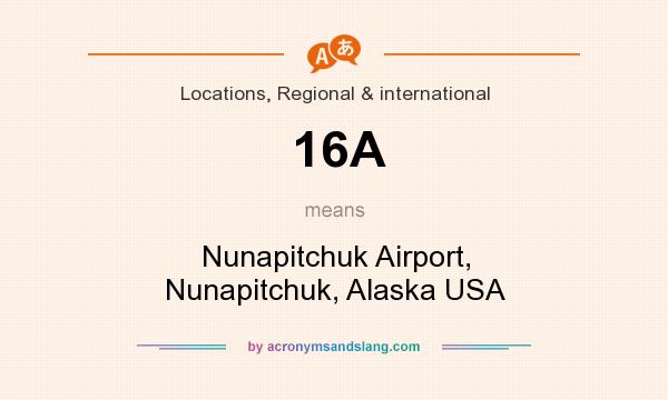 What does 16A mean? It stands for Nunapitchuk Airport, Nunapitchuk, Alaska USA