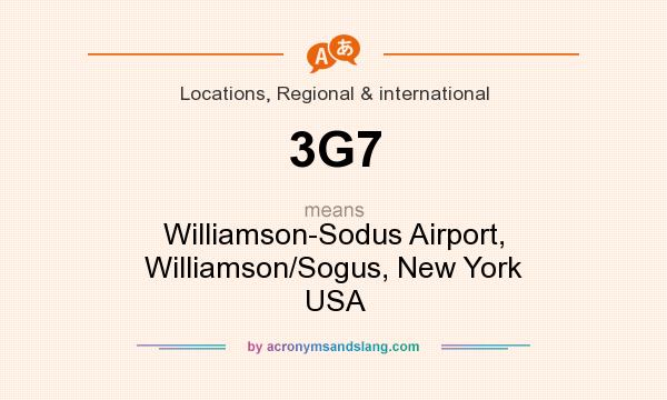 What does 3G7 mean? It stands for Williamson-Sodus Airport, Williamson/Sogus, New York USA