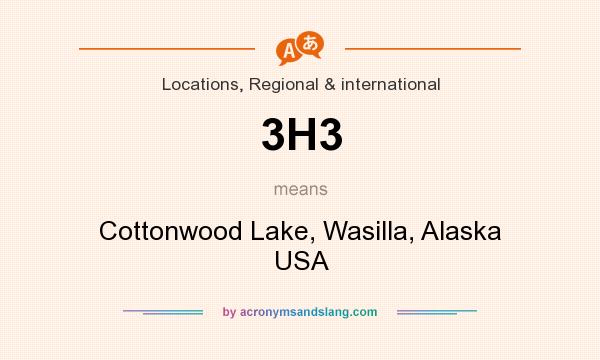 What does 3H3 mean? It stands for Cottonwood Lake, Wasilla, Alaska USA