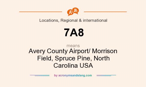 What does 7A8 mean? It stands for Avery County Airport/ Morrison Field, Spruce Pine, North Carolina USA