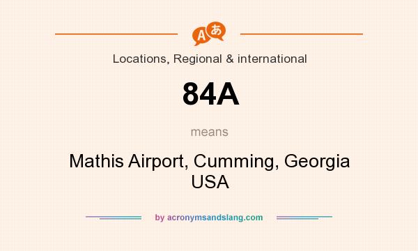 What does 84A mean? It stands for Mathis Airport, Cumming, Georgia USA