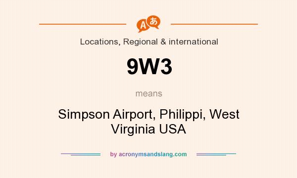What does 9W3 mean? It stands for Simpson Airport, Philippi, West Virginia USA