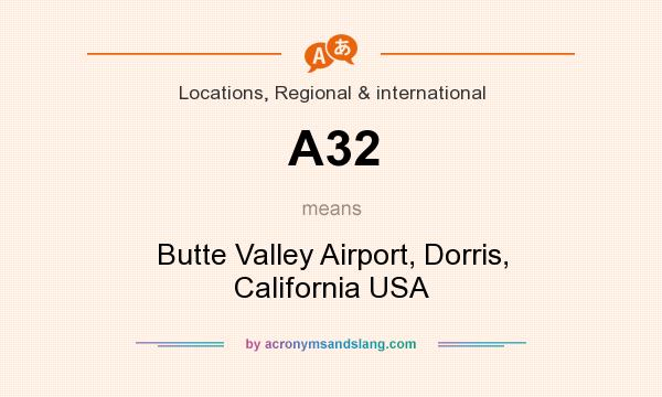 What does A32 mean? It stands for Butte Valley Airport, Dorris, California USA