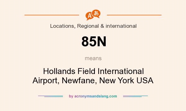 What does 85N mean? It stands for Hollands Field International Airport, Newfane, New York USA