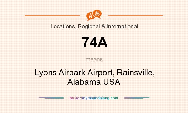 What does 74A mean? It stands for Lyons Airpark Airport, Rainsville, Alabama USA
