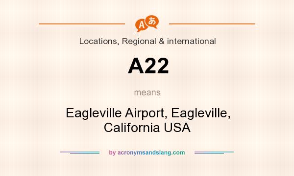 What does A22 mean? It stands for Eagleville Airport, Eagleville, California USA