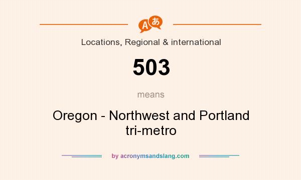 What does 503 mean? It stands for Oregon - Northwest and Portland tri-metro