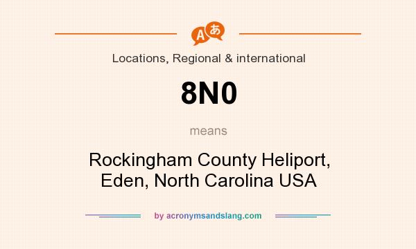 What does 8N0 mean? It stands for Rockingham County Heliport, Eden, North Carolina USA