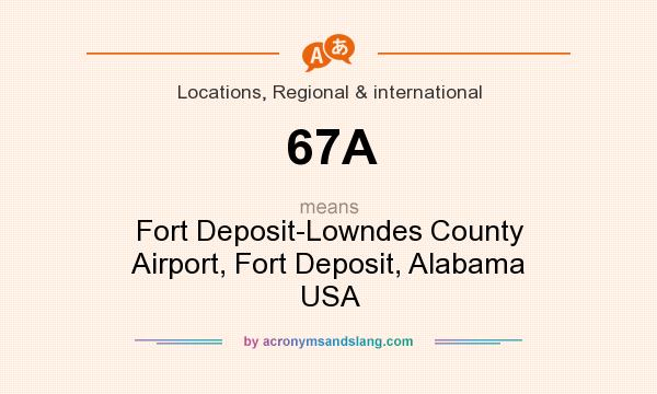 What does 67A mean? It stands for Fort Deposit-Lowndes County Airport, Fort Deposit, Alabama USA