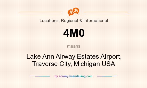 What does 4M0 mean? It stands for Lake Ann Airway Estates Airport, Traverse City, Michigan USA