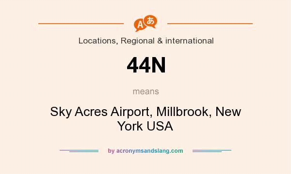 What does 44N mean? It stands for Sky Acres Airport, Millbrook, New York USA
