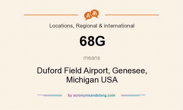 What does 68G mean? It stands for Duford Field Airport, Genesee, Michigan USA