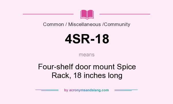 What does 4SR-18 mean? It stands for Four-shelf door mount Spice Rack, 18 inches long