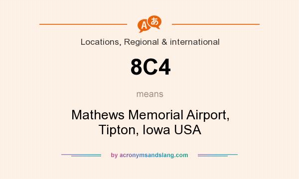 What does 8C4 mean? It stands for Mathews Memorial Airport, Tipton, Iowa USA